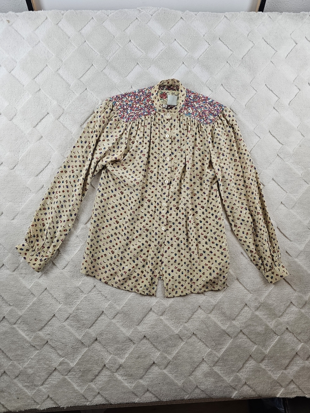 The Strawberry Plant by Dorothy Schoelen Blouse Womens 6 Silk Cottage-core